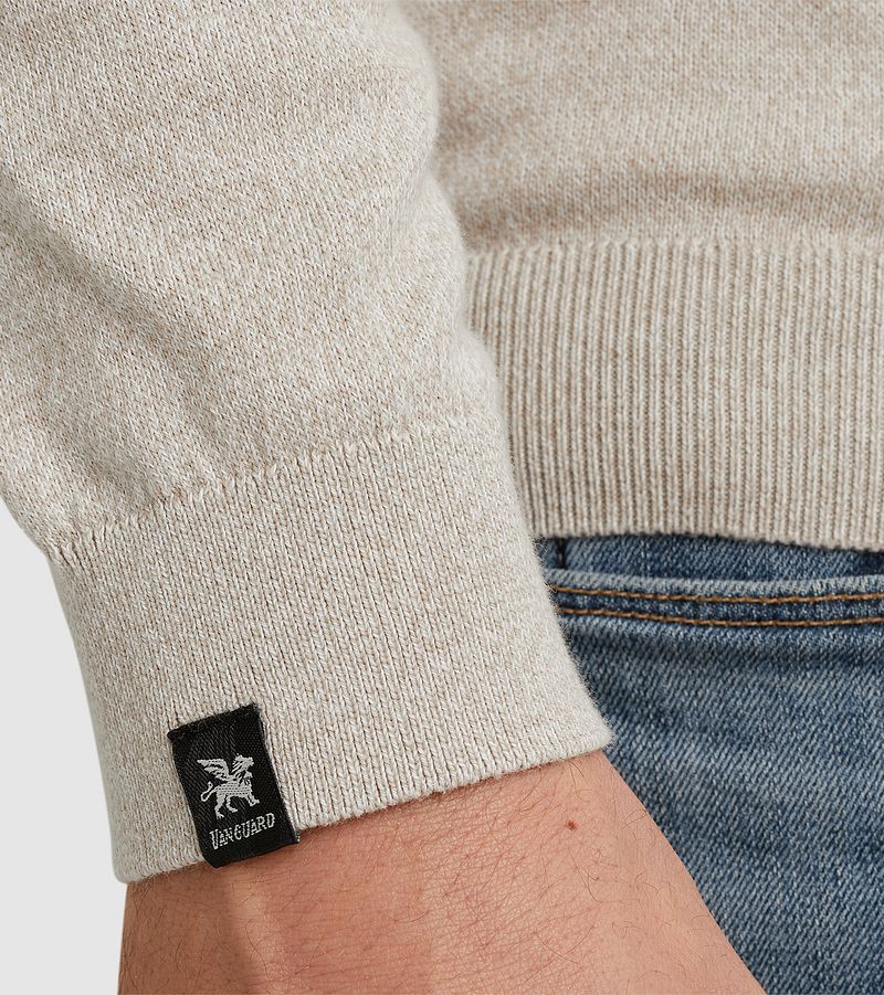 Vanguard Trui Half Zip Melange Ecru