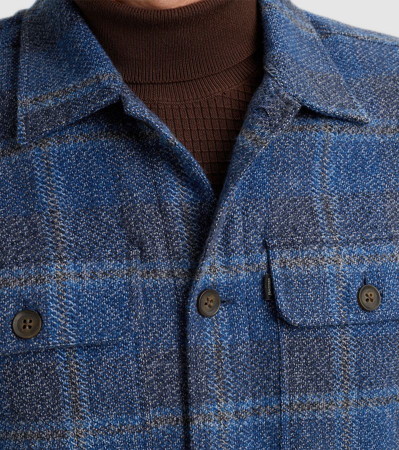 Vanguard Overshirt Brushed Ruit Blauw