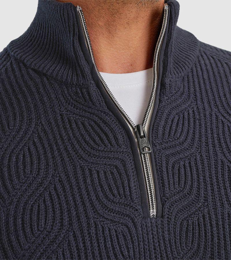 Vanguard Trui Half Zip Structuur Wolmix Navy