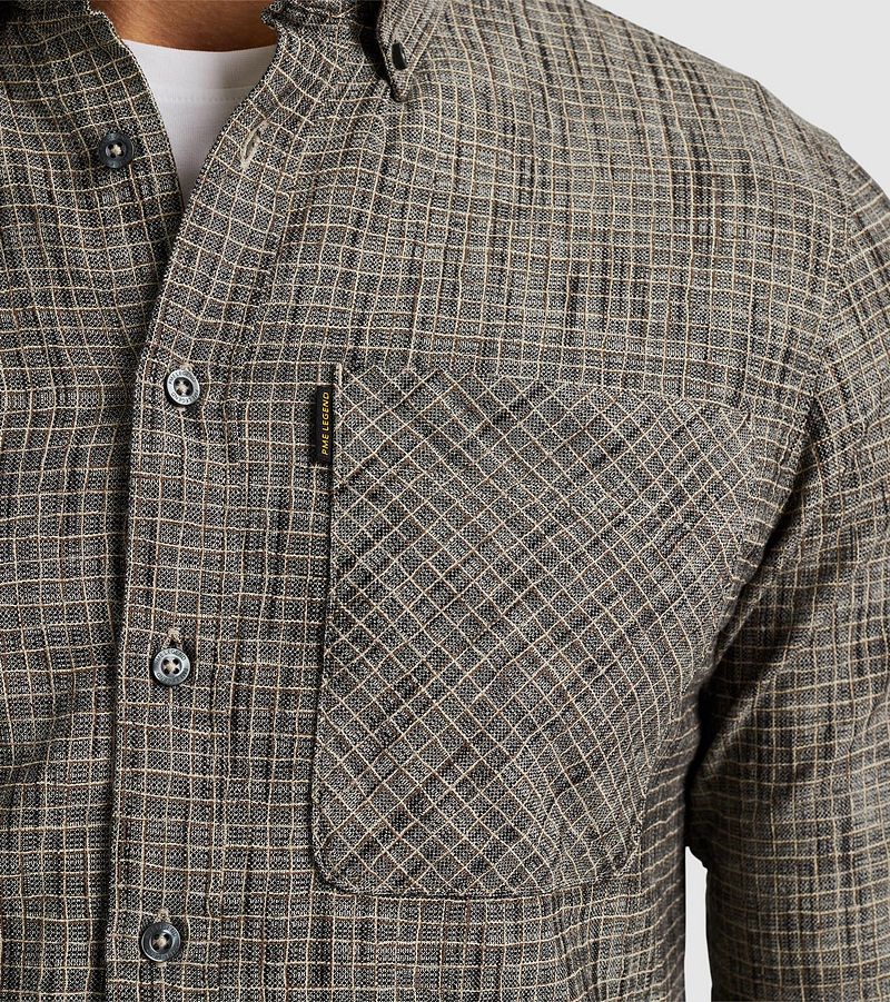 PME Legend Overhemd Print Slub Grijs