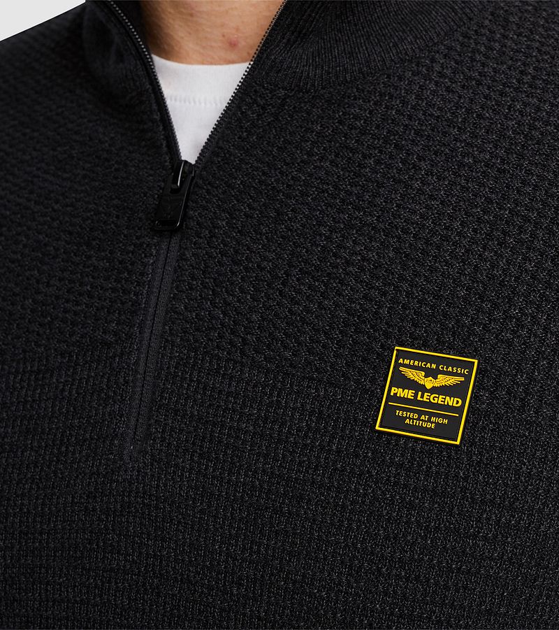 PME Legend Half Zip Trui Mouliné Zwart