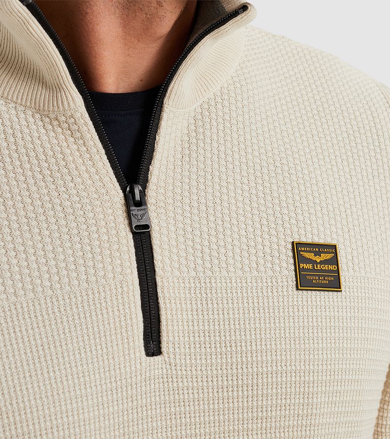 PME Legend Half Zip Trui Mouliné Ecru
