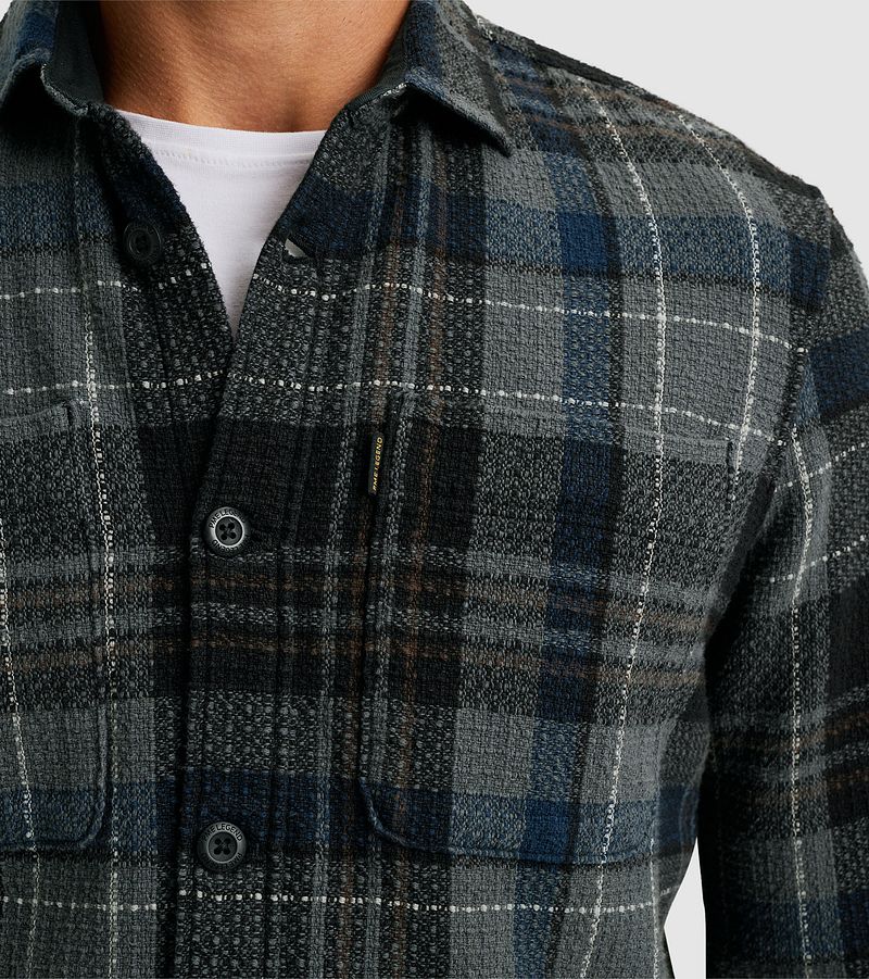 PME Legend Overshirt Dobby Ruit Zwart Grijs