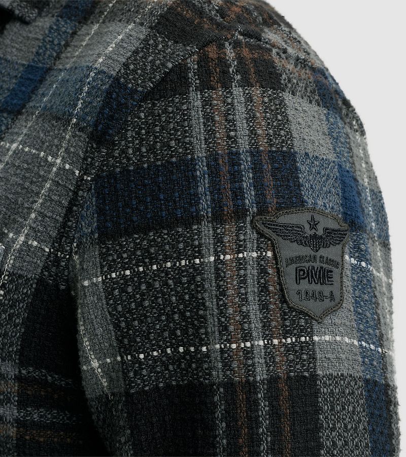 PME Legend Overshirt Dobby Ruit Zwart Grijs