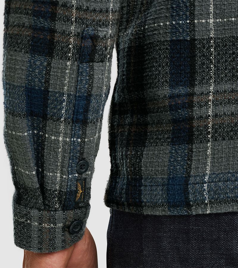 PME Legend Overshirt Dobby Ruit Zwart Grijs