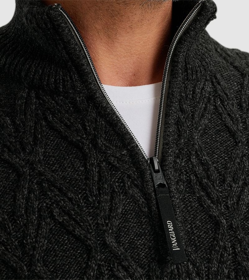 Vanguard Trui Half Zip Heavy Knit Zwart