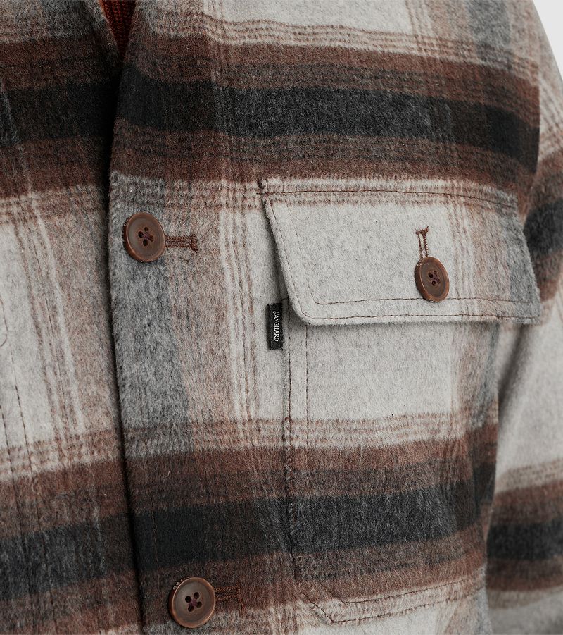 Vanguard Overshirt Brushed Wolblend Ruit Grijs