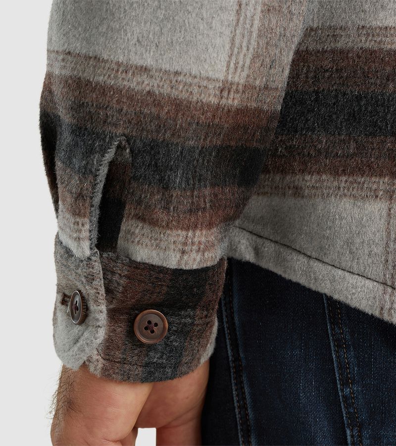 Vanguard Overshirt Brushed Wolblend Ruit Grijs