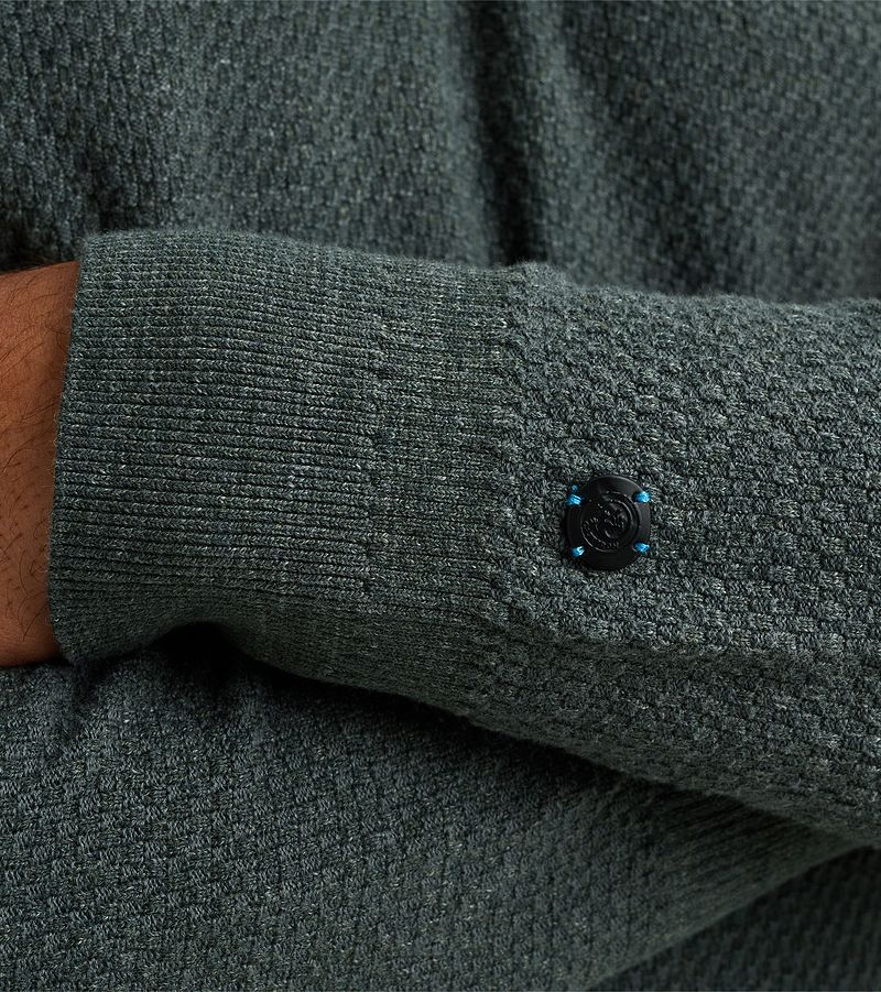 Cast Iron Knitted Half Zip Trui Groen