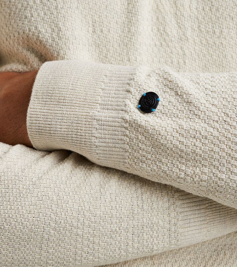 Cast Iron Knitted Half Zip Trui Ecru