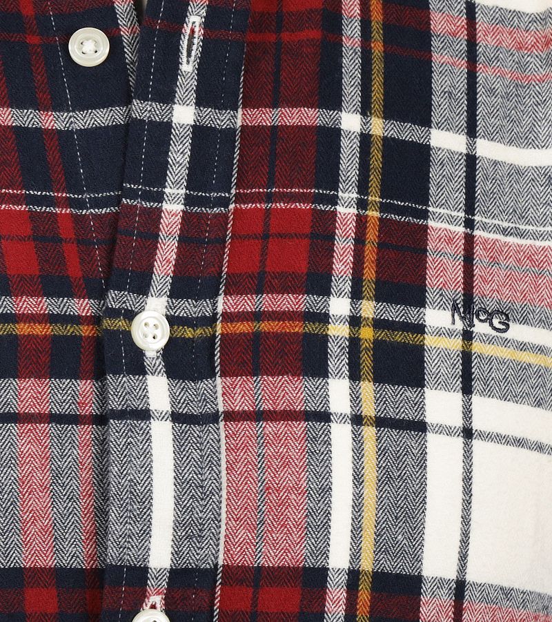 McGregor Overhemd Herringbone Ruit Rood Blauw