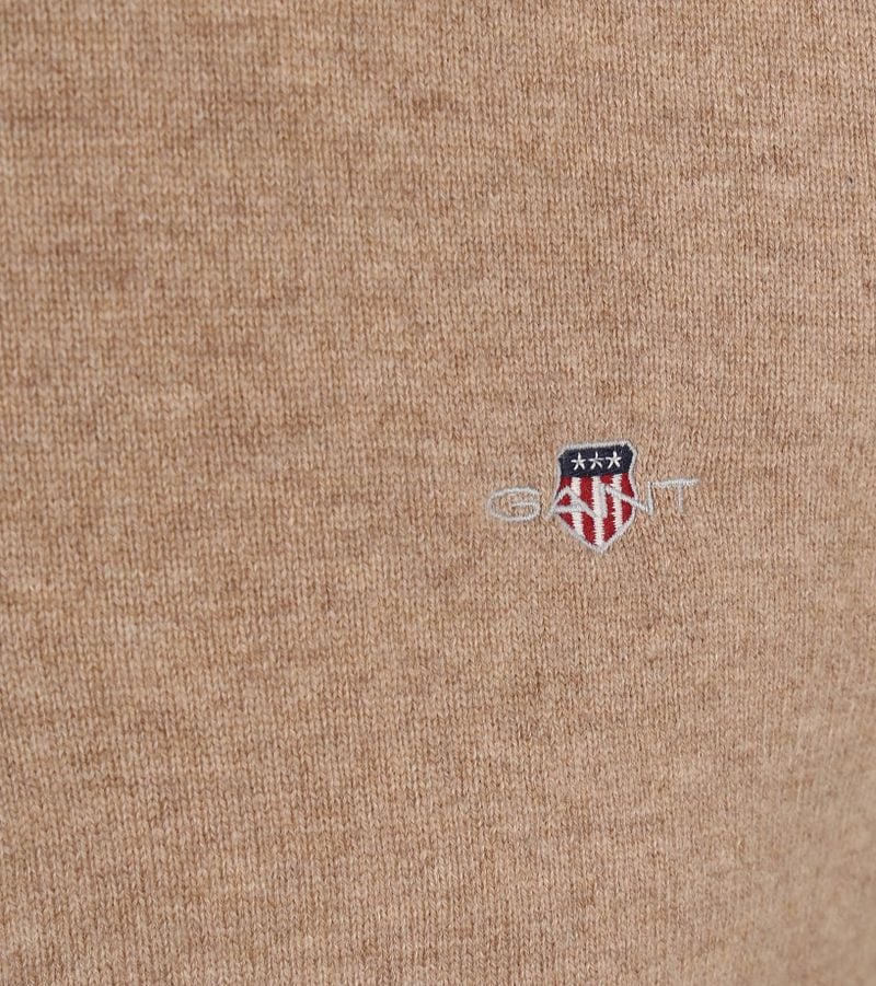Gant Halfzip-Wollpullover Logo Beige - Größe M günstig online kaufen