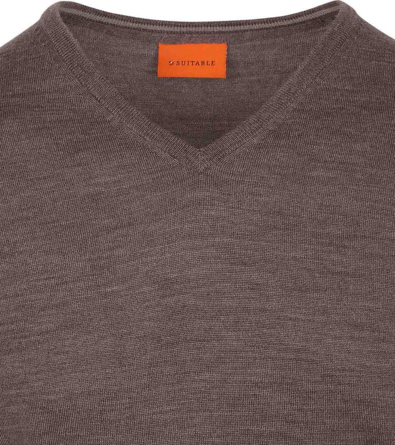 Suitable Merino Pullover V-Ausschnitt Taupe - Größe XL günstig online kaufen