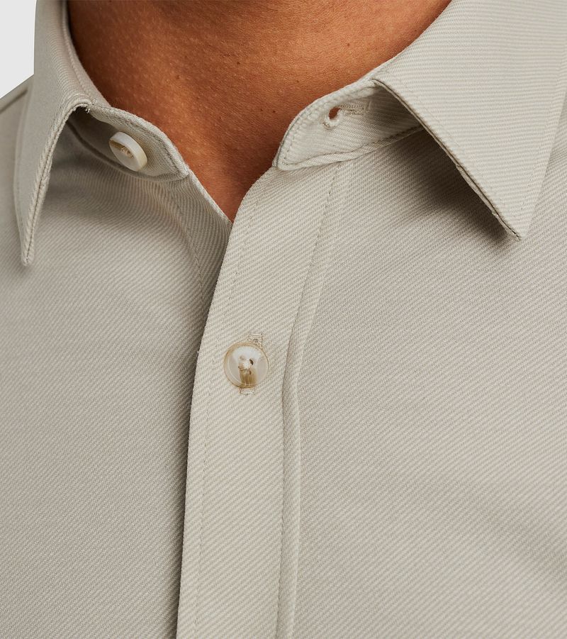 Cast Iron Overhemd Twill Jersey Greige