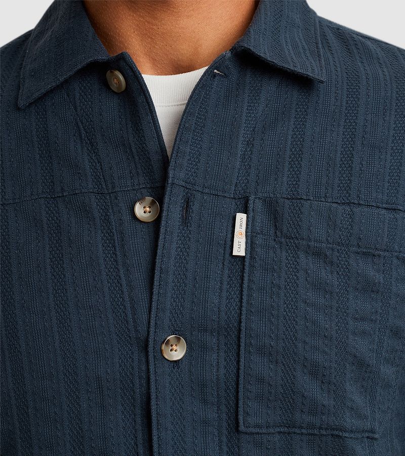 Cast Iron Overshirt Dobby Stripe Navy