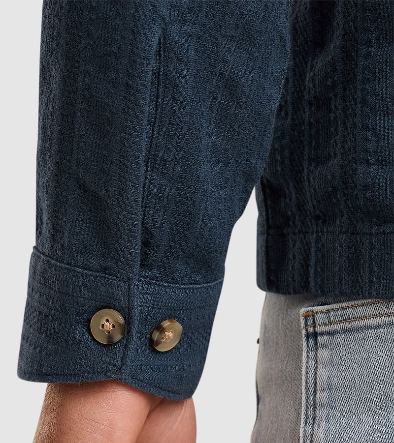 Cast Iron Overshirt Dobby Stripe Navy