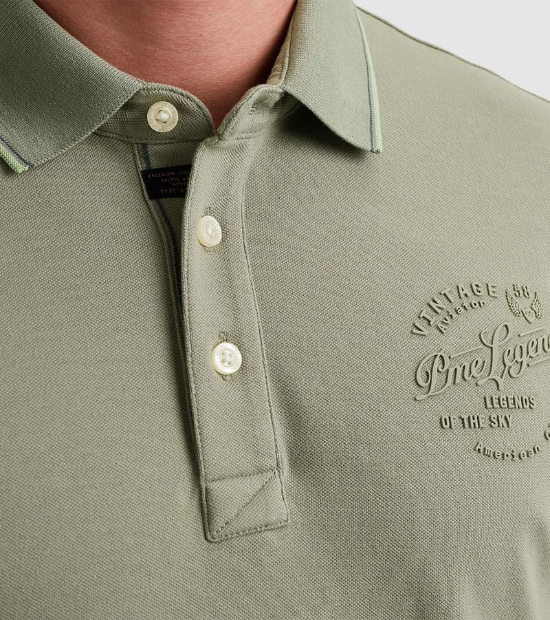 PME Legend Poloshirt Piqué Logo Grau Grün - Größe XXL günstig online kaufen