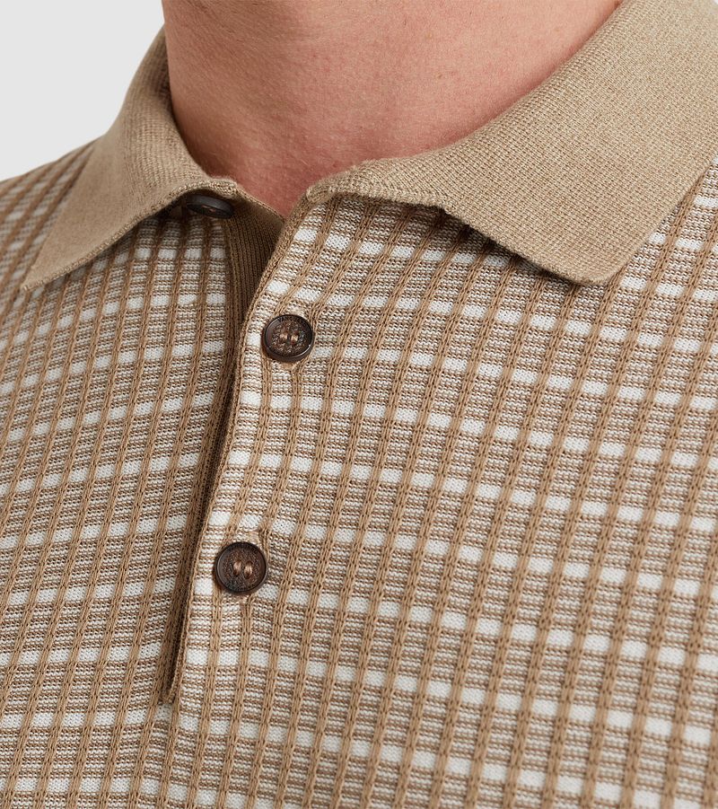 Vanguard Poloshirt Knitted Checks Beige