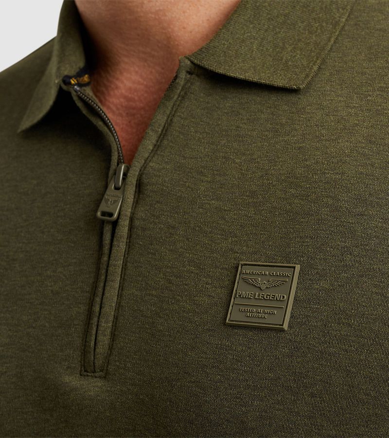 PME Legend Poloshirt Jacquard Jersey Olijfgroen