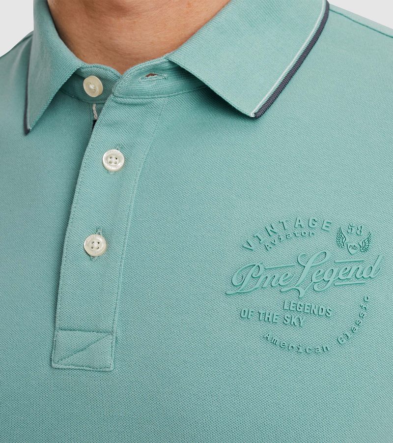 PME Legend Poloshirt Piqué Logo Lichtblauw