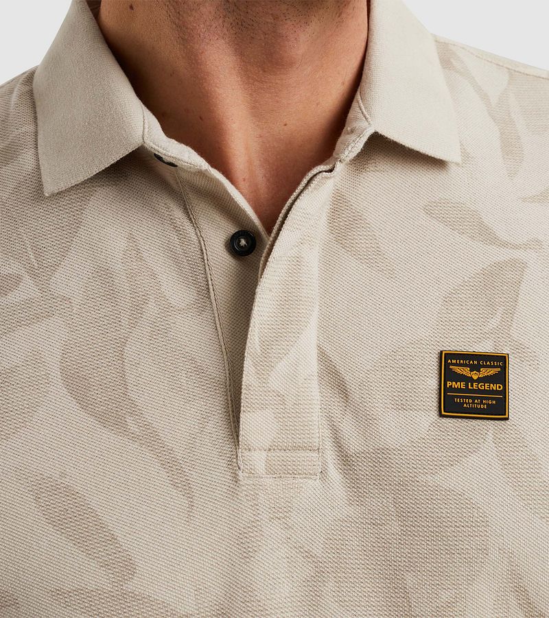 PME Legend Poloshirt Piqué Print Beige