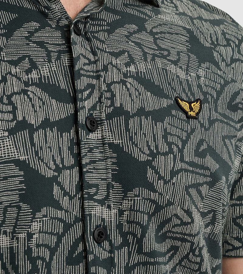 PME Legend Short Sleeve Overhemd Print Donkergroen