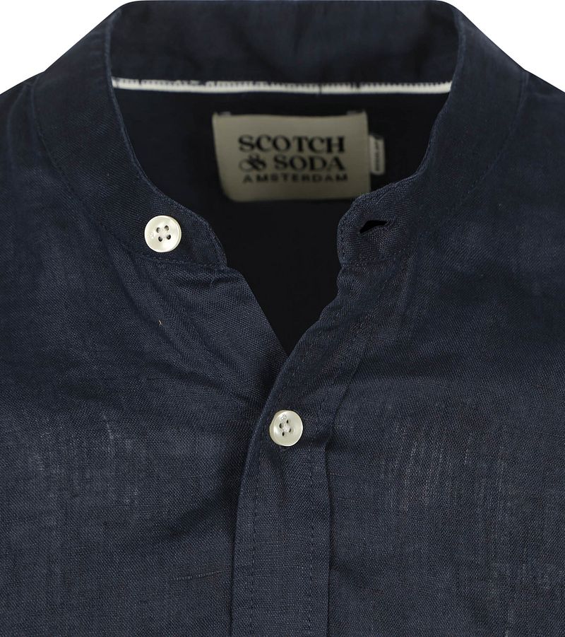 Scotch and Soda Linnen Mao Overhemd Navy