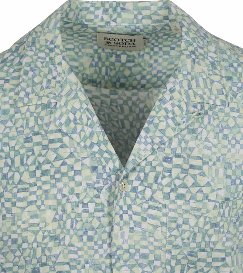 Scotch and Soda Shortsleeve Overhemd Print Lichtgroen