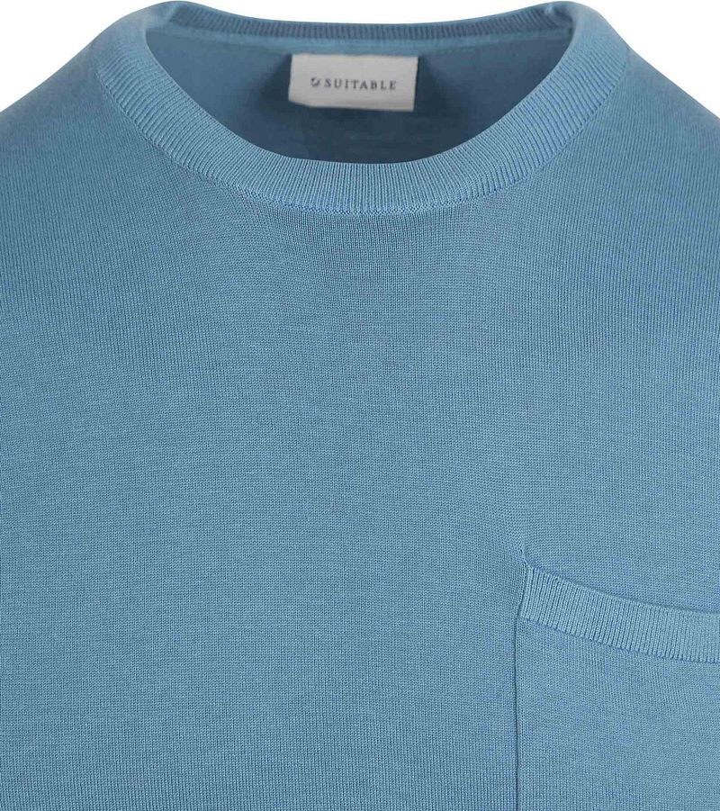 Suitable Knitted T-shirt Pocket Compact Blau - Größe XXL günstig online kaufen