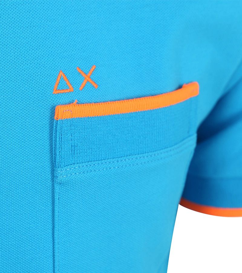 Sun68 Piqué T-Shirt Fluo Stripe Blauw