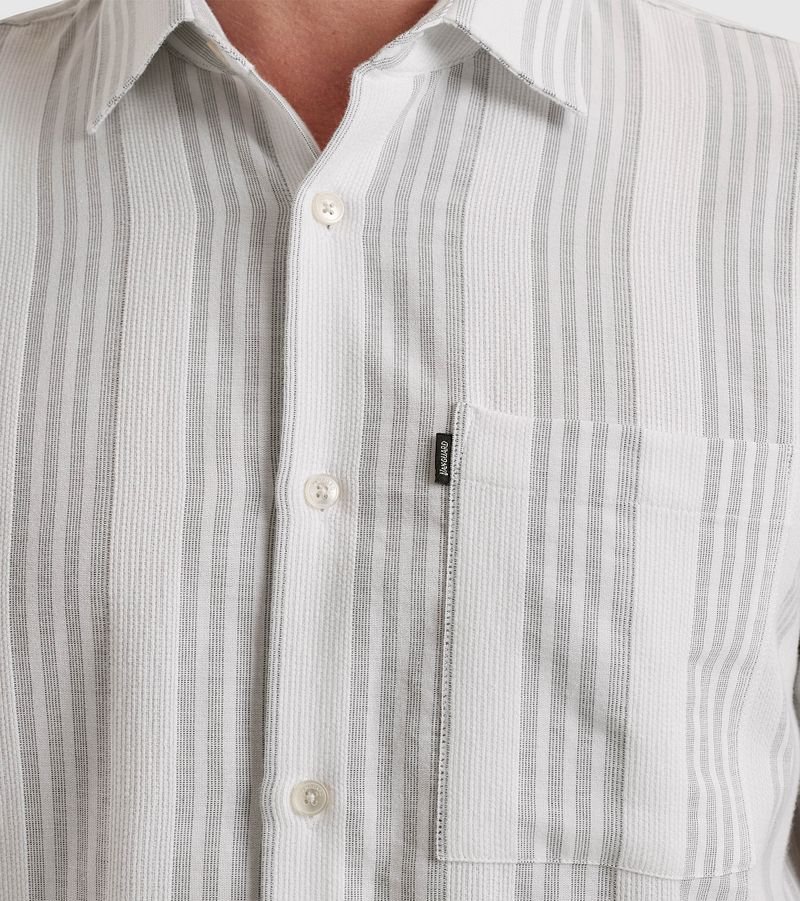 Vanguard Short Sleeve Overhemd Dobby Streep Groen