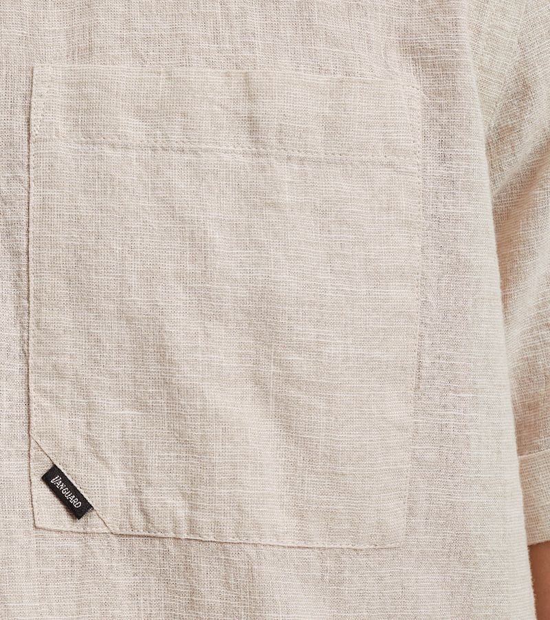 Vanguard Short Sleeve Overhemd Linnen Blend Ecru