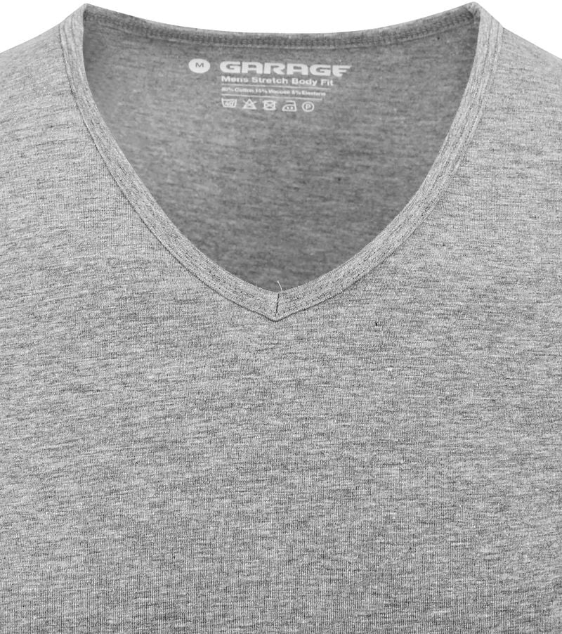 Garage Stretch Basic T-Shirt Grau V-Ausschnitt - Größe L günstig online kaufen