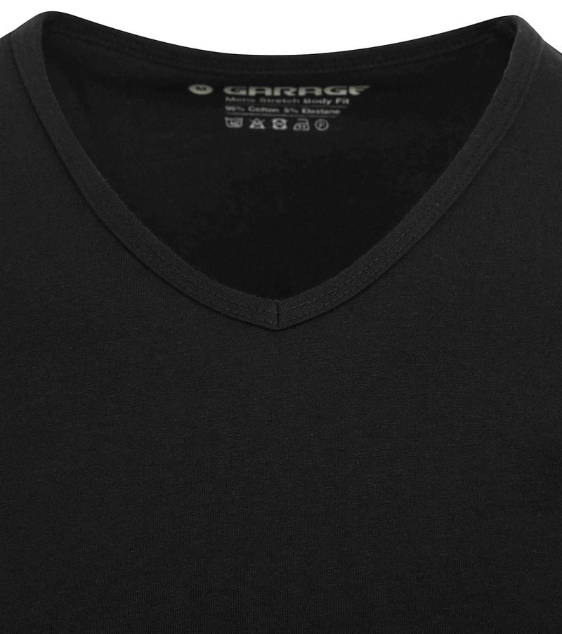 Garage Stretch Basic T-Shirt Schwarz V-Ausschnitt - Größe S günstig online kaufen