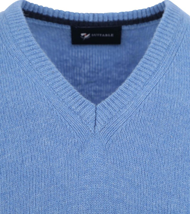 Suitable Lammwolle Pullover V-Ausschnitt Blau - Größe M günstig online kaufen