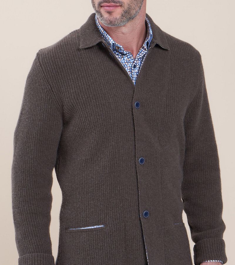 R2 Cardigan Merino Wolle Braun - Größe XXL günstig online kaufen