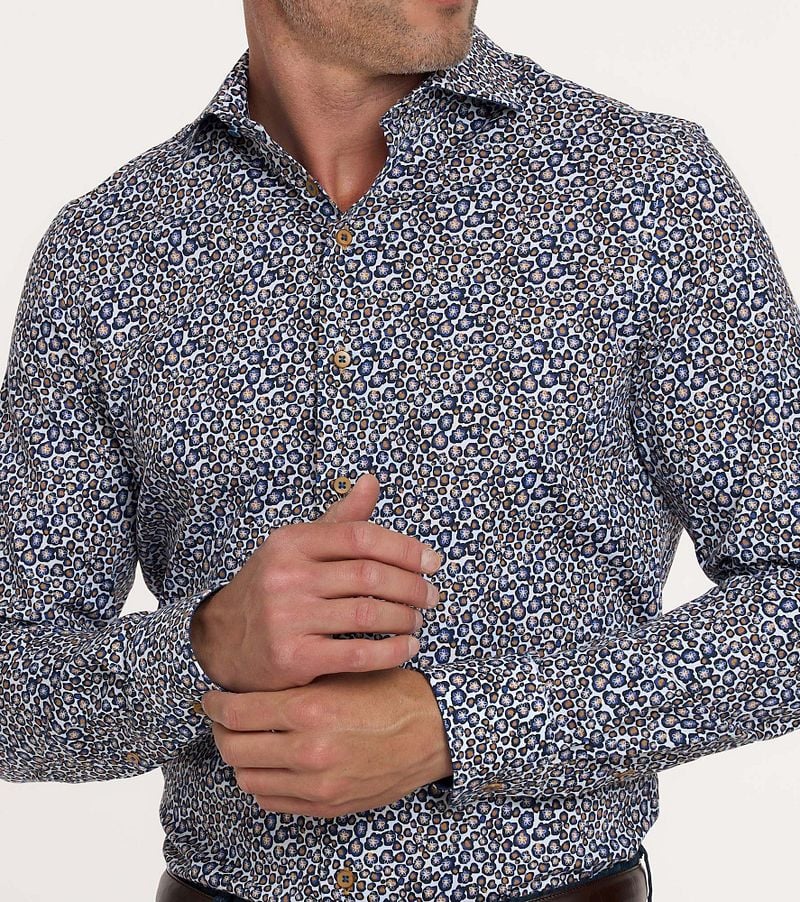 R2 Hemd mit Blumenmuster Blau - Größe 37 günstig online kaufen