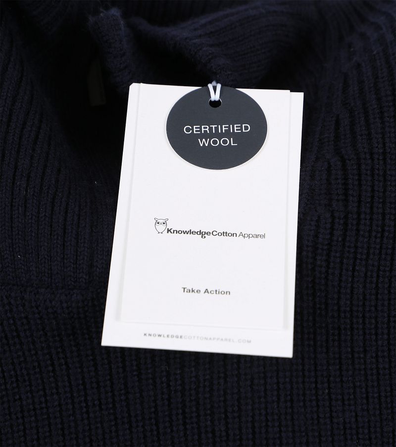 KnowledgeCotton Apparel Pullover Wol Navy Halfzip