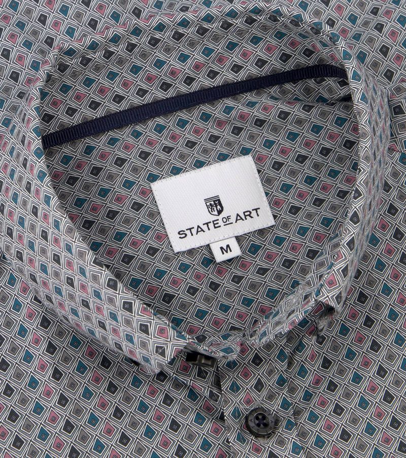 State of Art Overhemd Print Blauw Roze