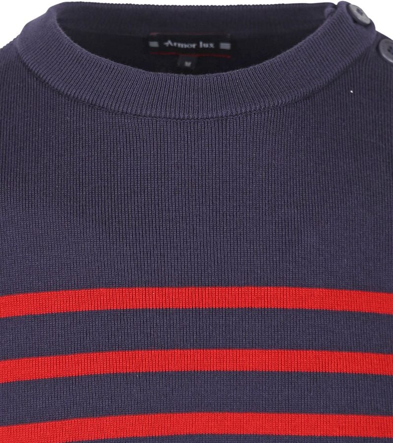 Armor-Lux Groix Pullover Streifen Navy Rot - Größe L günstig online kaufen