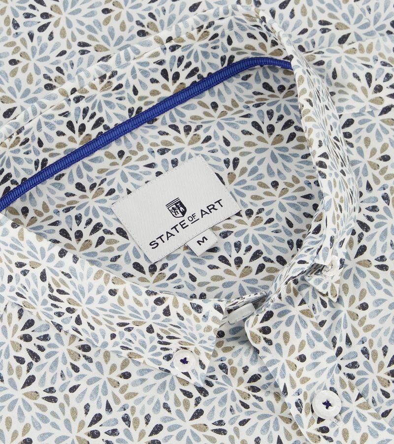 State of Art Short Sleeve Overhemd Print Blauw