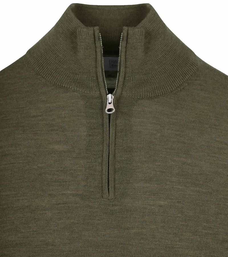 KING Essentials The Michael Half Zip Pull Army Merino Groen