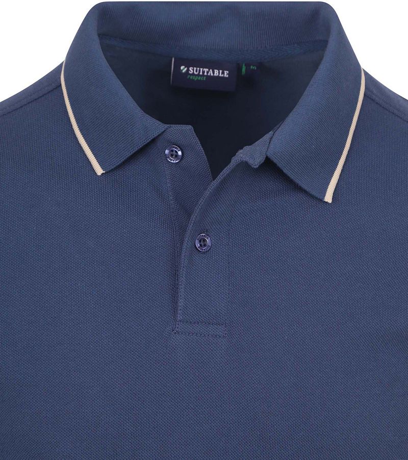 Suitable Respect Polo Tip Ferry Denim Blauw