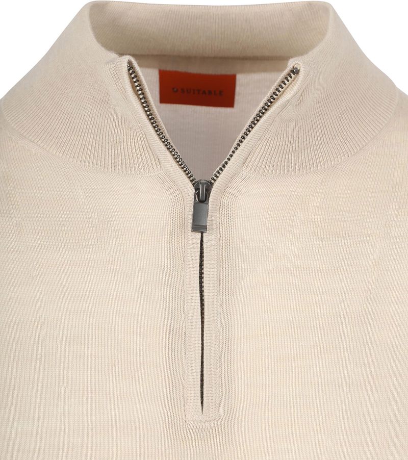 Suitable Merino Half Zip Trui Ecru