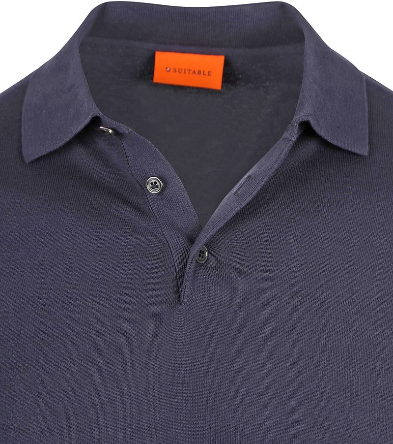 Suitable Compact Cotton Poloshirt Navy