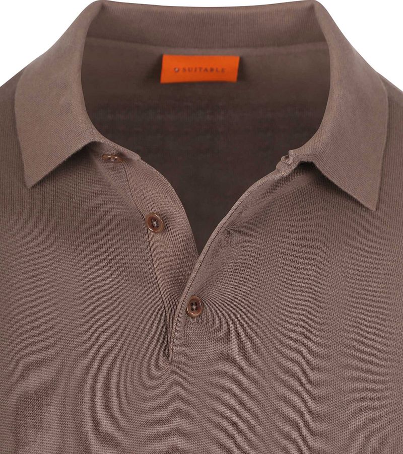 Suitable Compact Cotton Poloshirt Taupe