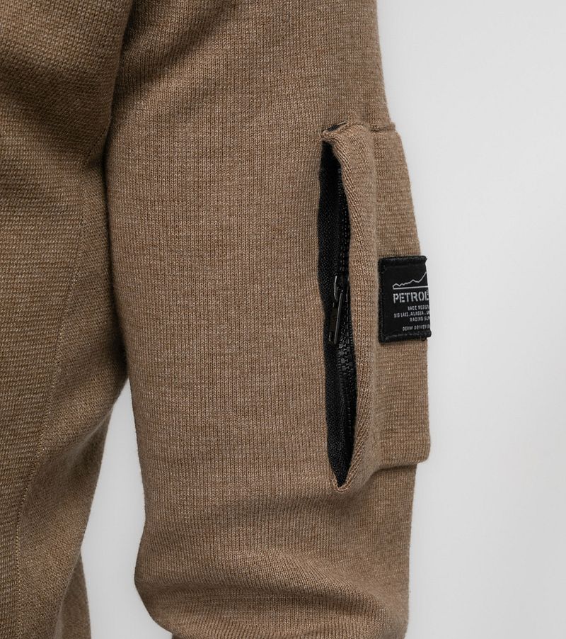 Petrol Half Zip Trui Melange Bruin