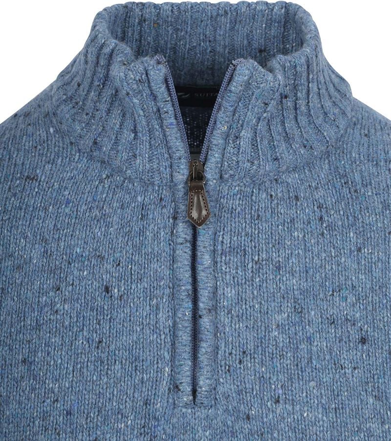 Suitable Half Zip Pullover Tweed Wool Blend Blau - Größe XL günstig online kaufen