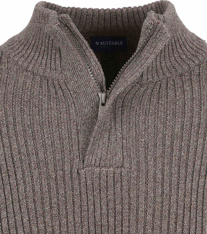 Suitable Mou Half Zip Trui Taupe