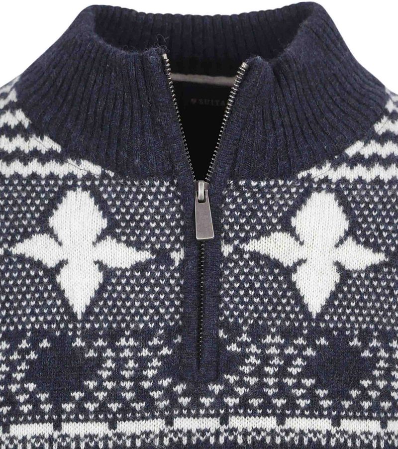 Suitable Odde Half Zip Trui Wolblend Navy